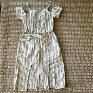 Essue Linen blend off the shoulder white midi dress, size S